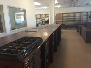 View of new space from library entrance, view to the left, showing rear alcove